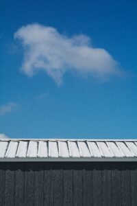 metal shed with sky