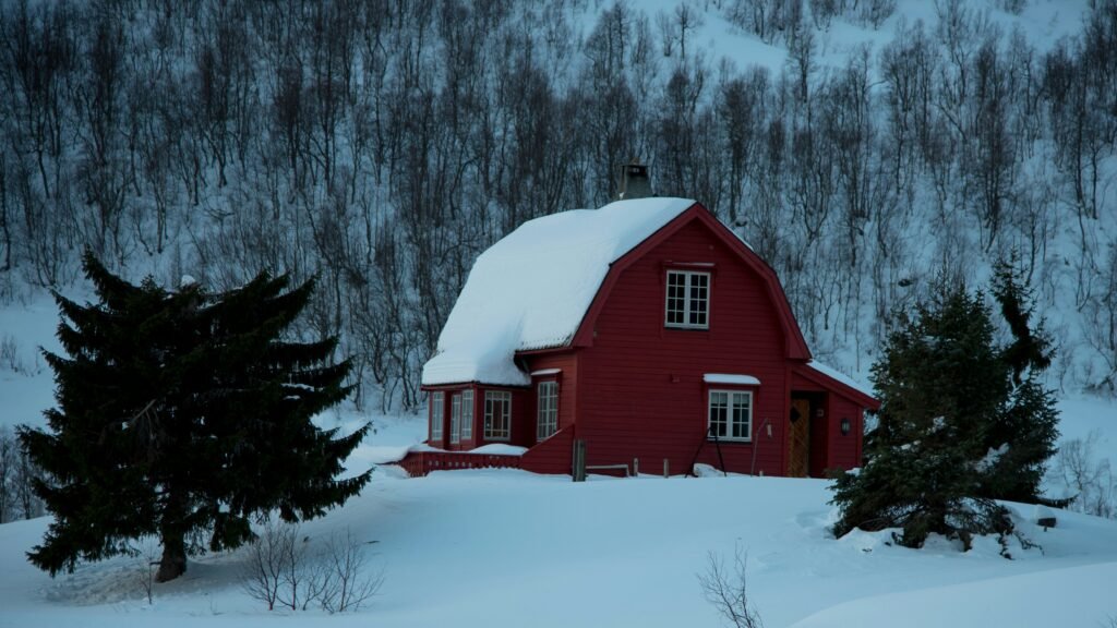 Red winter shed