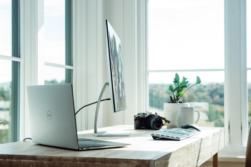 Garden shed converted into a home office workspace